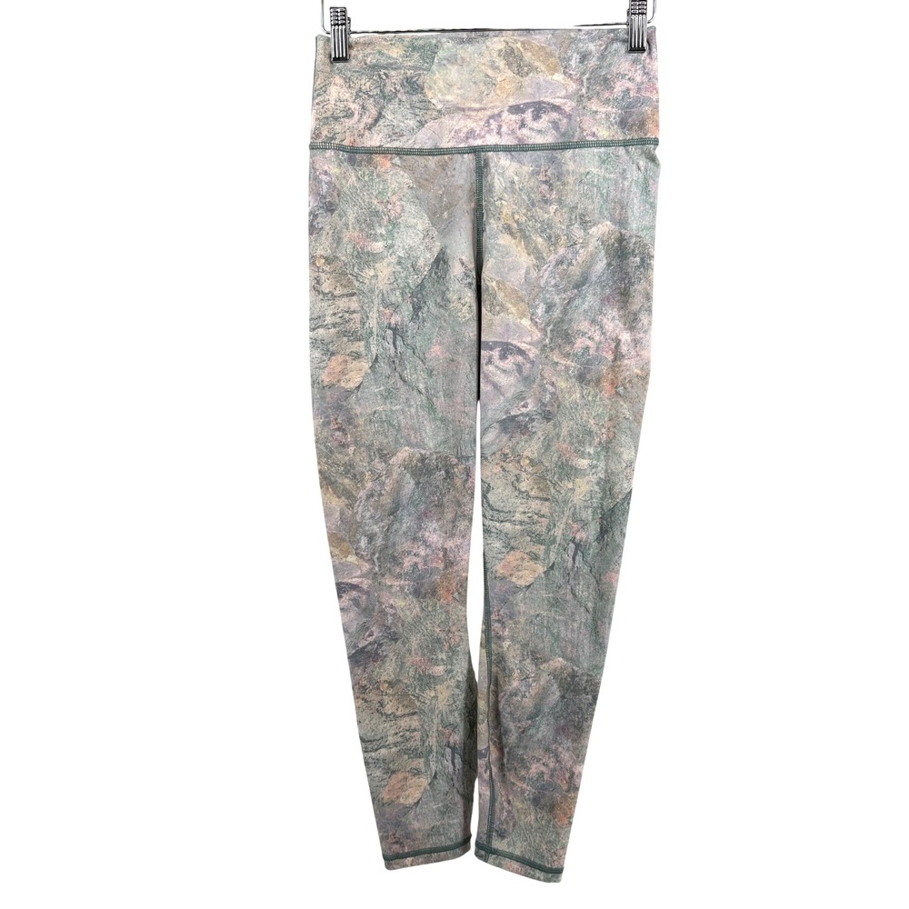 Fabletics PowerHold High Waisted Cropped Leggings Abstract Stone Print Size S